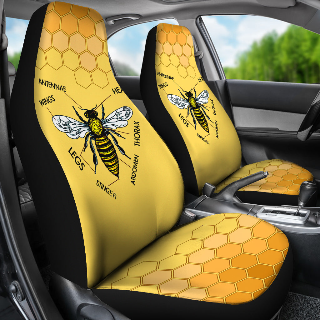 Honeycomb Car Seat Covers Eclectic Black and Gold Queen Bee Honey Drip Car  Accessories 